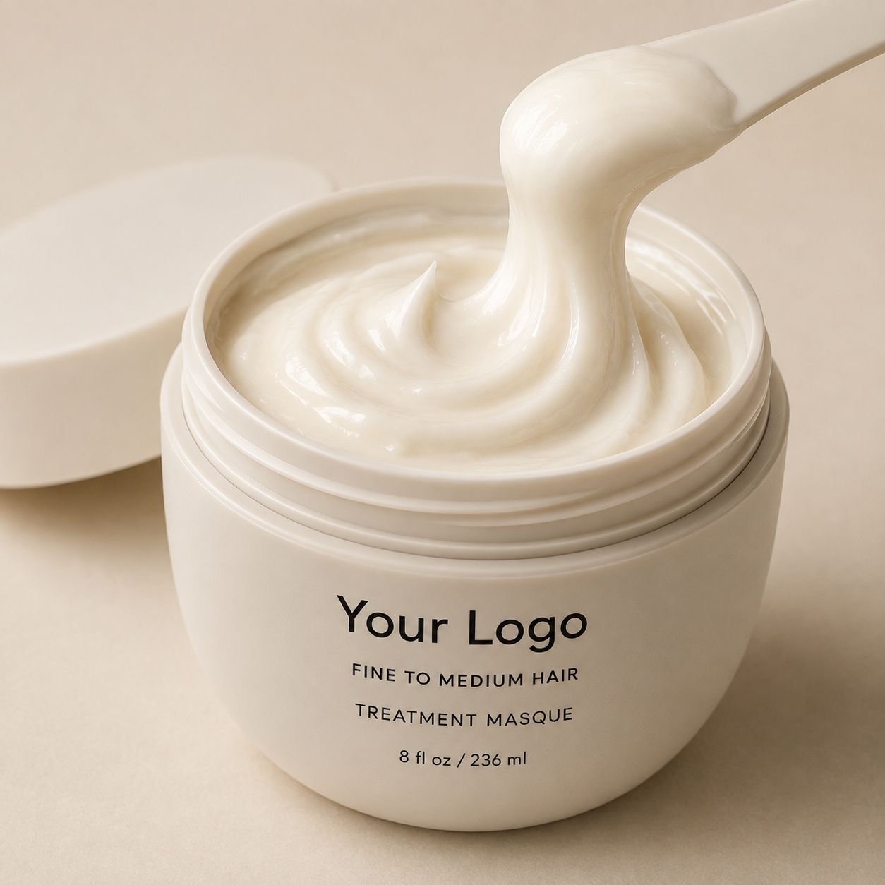 Hair mask with shea butter panthenol and hydrolyzed keratin formula concept