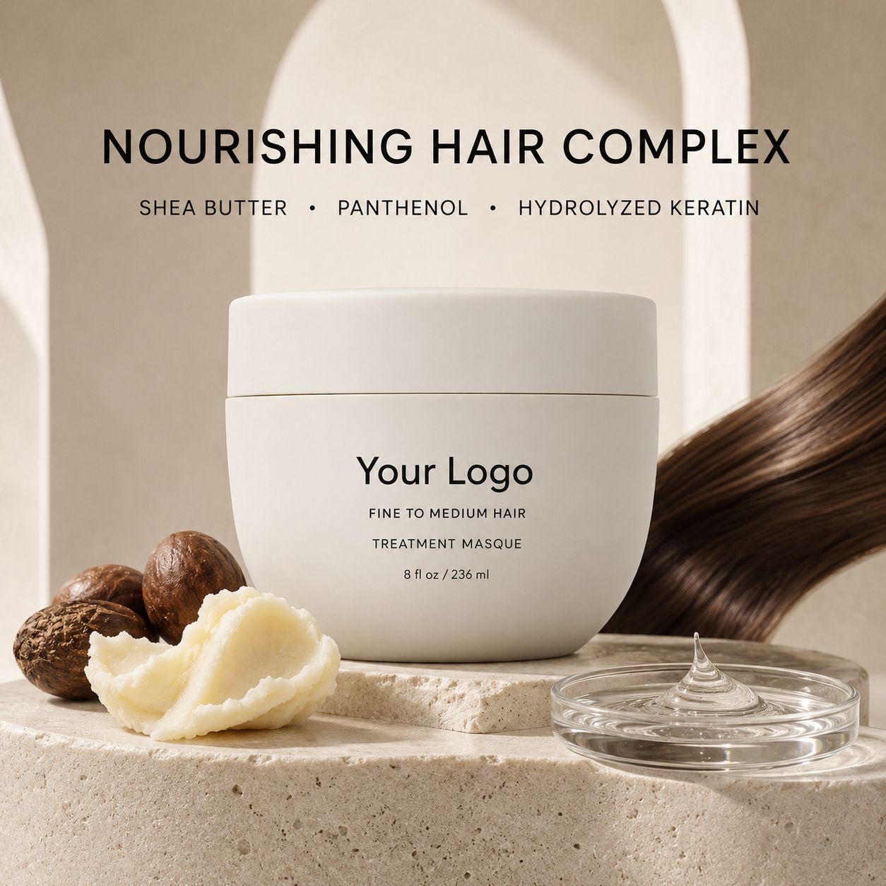 Fine to medium hair mask positioned for softness without a heavy finish