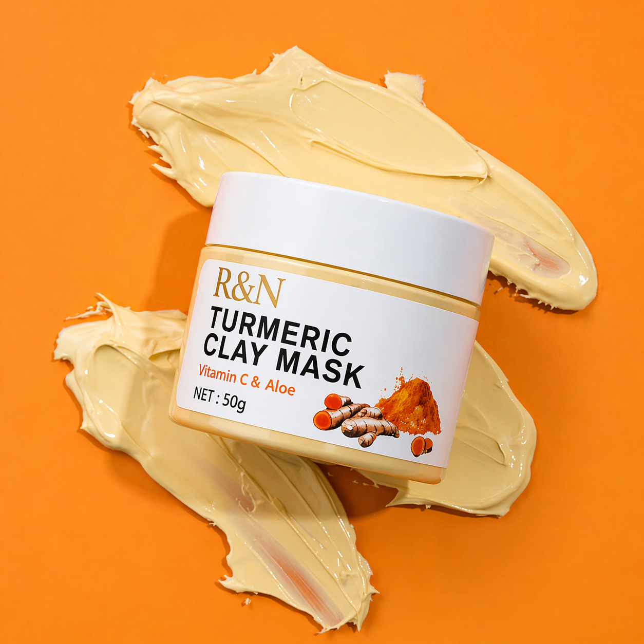 Turmeric Clay Mask – Deep Cleansing & Glow Facial Mask with Vitamin C & Aloe (50g)