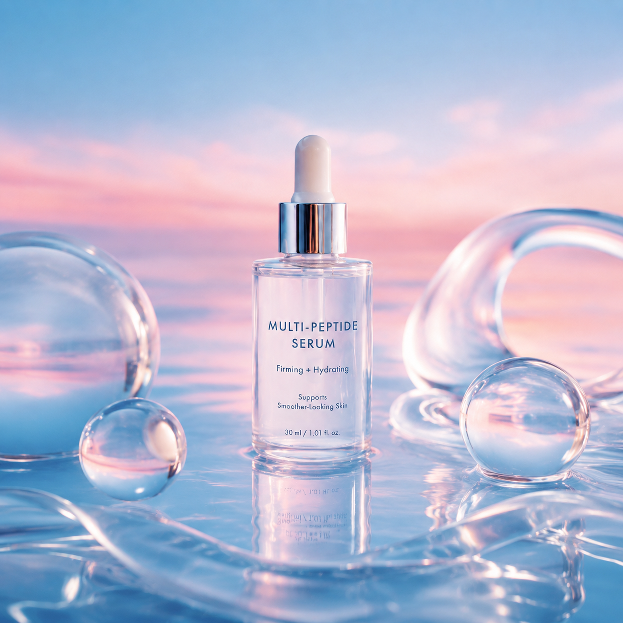 Hydration-focused PDRN peptide serum product image for custom face care line