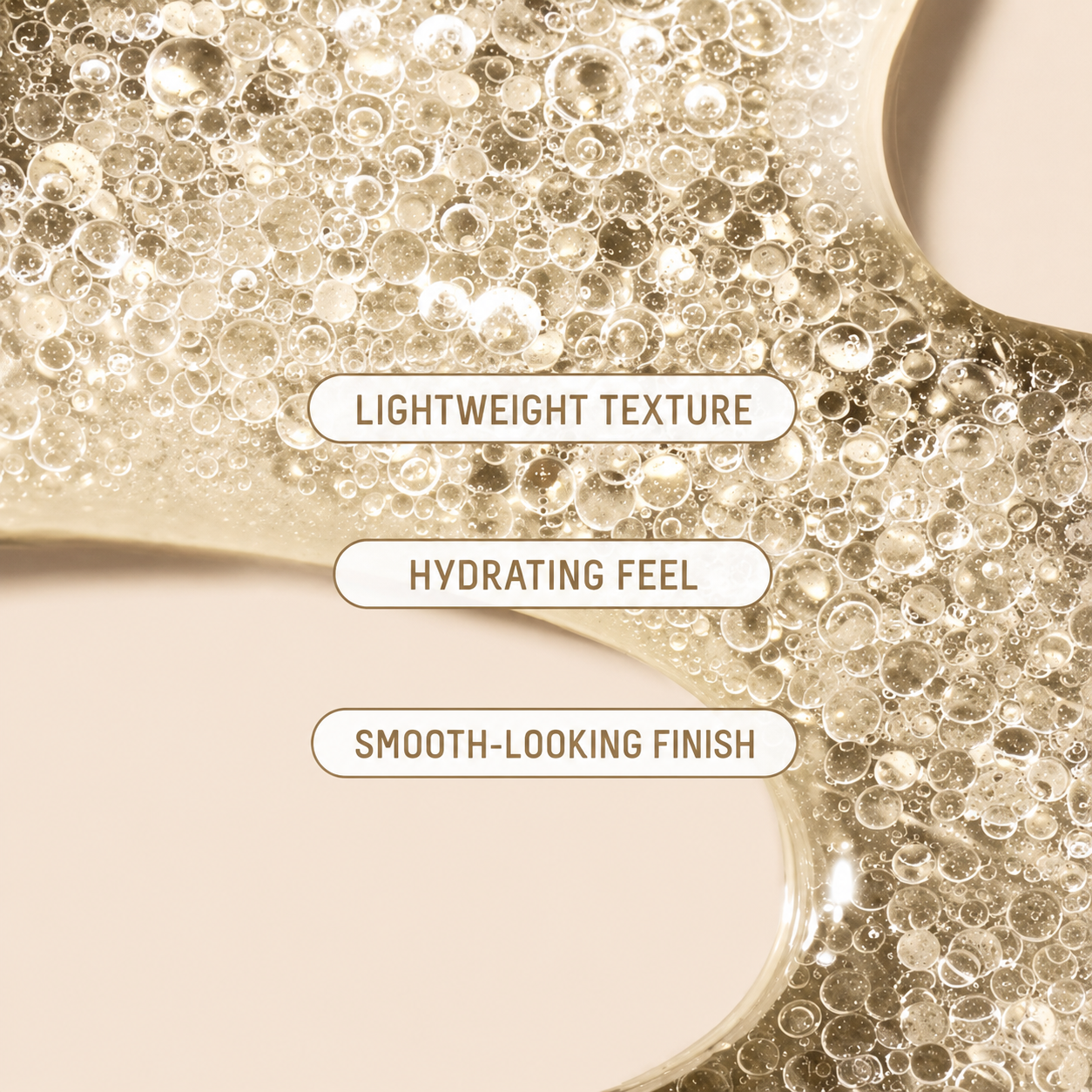 Golden botanical serum texture image for premium face care product sourcing