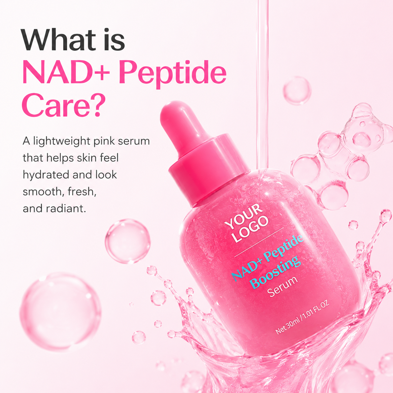 Custom NAD+ peptide boosting serum 30ml for private label skincare development by RNX Labs