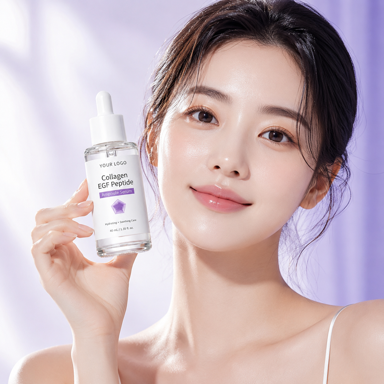 K-beauty inspired EGF peptide ampoule serum for custom face care brands