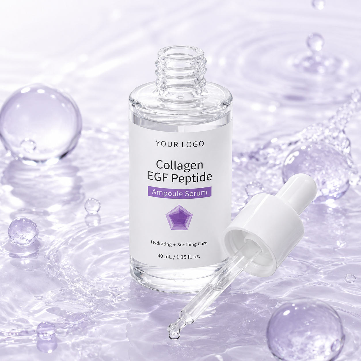 K-beauty inspired EGF peptide ampoule serum for custom face care brands