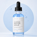 Private label copper peptide and hyaluronic acid serum in blue dropper bottle by RNX Labs