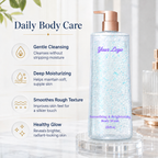 Daily cleansing, moisture and smooth-skin positioning graphic for a custom body wash