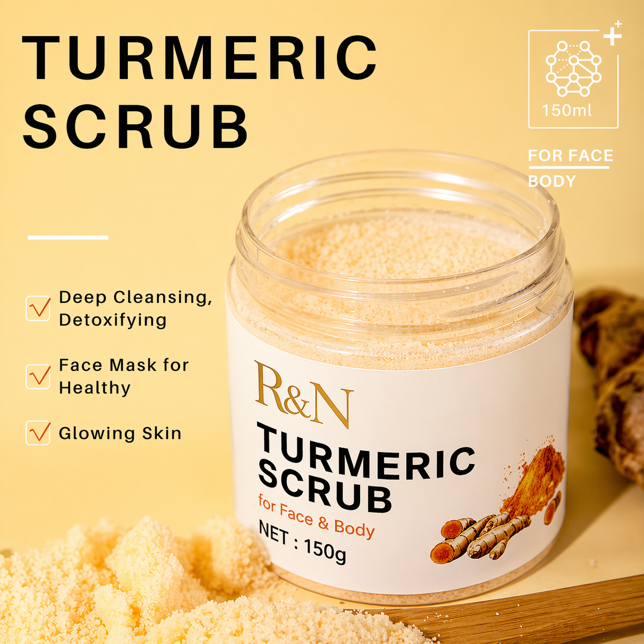 Turmeric Scrub – Skin Care Scrub for Deep Cleansing & Glowing Skin (150g)