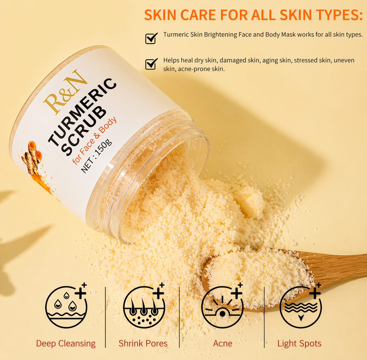 Turmeric Scrub – Skin Care Scrub for Deep Cleansing & Glowing Skin (150g)