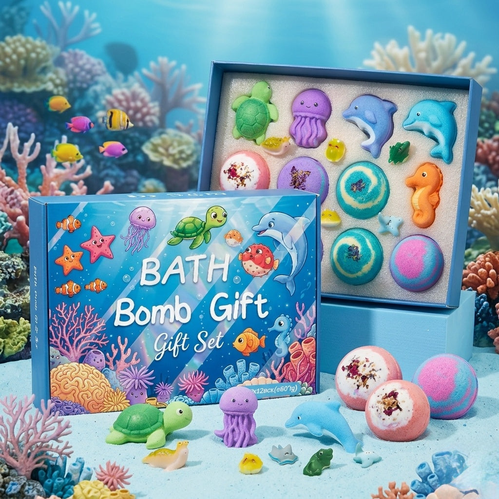 Wholesale In Stock Surprise Fizzy Bath Bombs Gift Set, 12 Pack Organic Handmade Bubble Bath Bombs with Toys Inside, Kids Safe Bath Fizzers for Birthday Christmas Gift