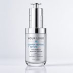 Copper Tripeptide + Ectoin Advanced Barrier Repair Serum in premium silver pump bottle