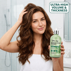 Private label rosemary volumizing shampoo 350ML in a green pump bottle