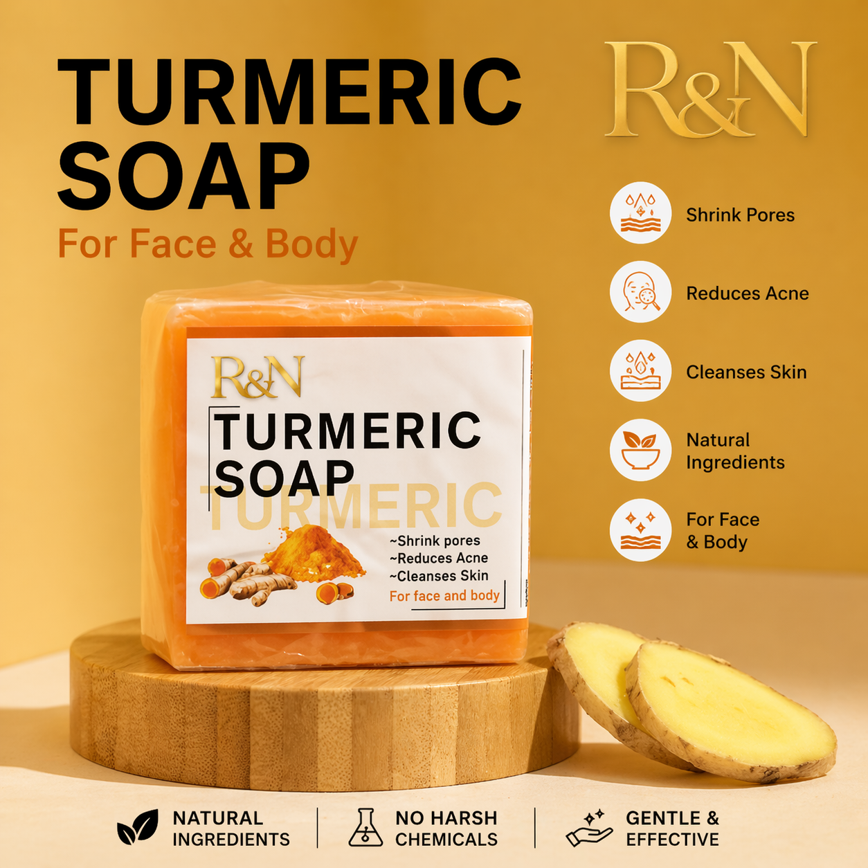 Turmeric Soap – Deep Cleansing Soap for Glowing Skin & Pore Reduction (100g)