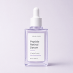 Purple peptide retinal serum bottle with 5-peptide complex for custom skincare brands