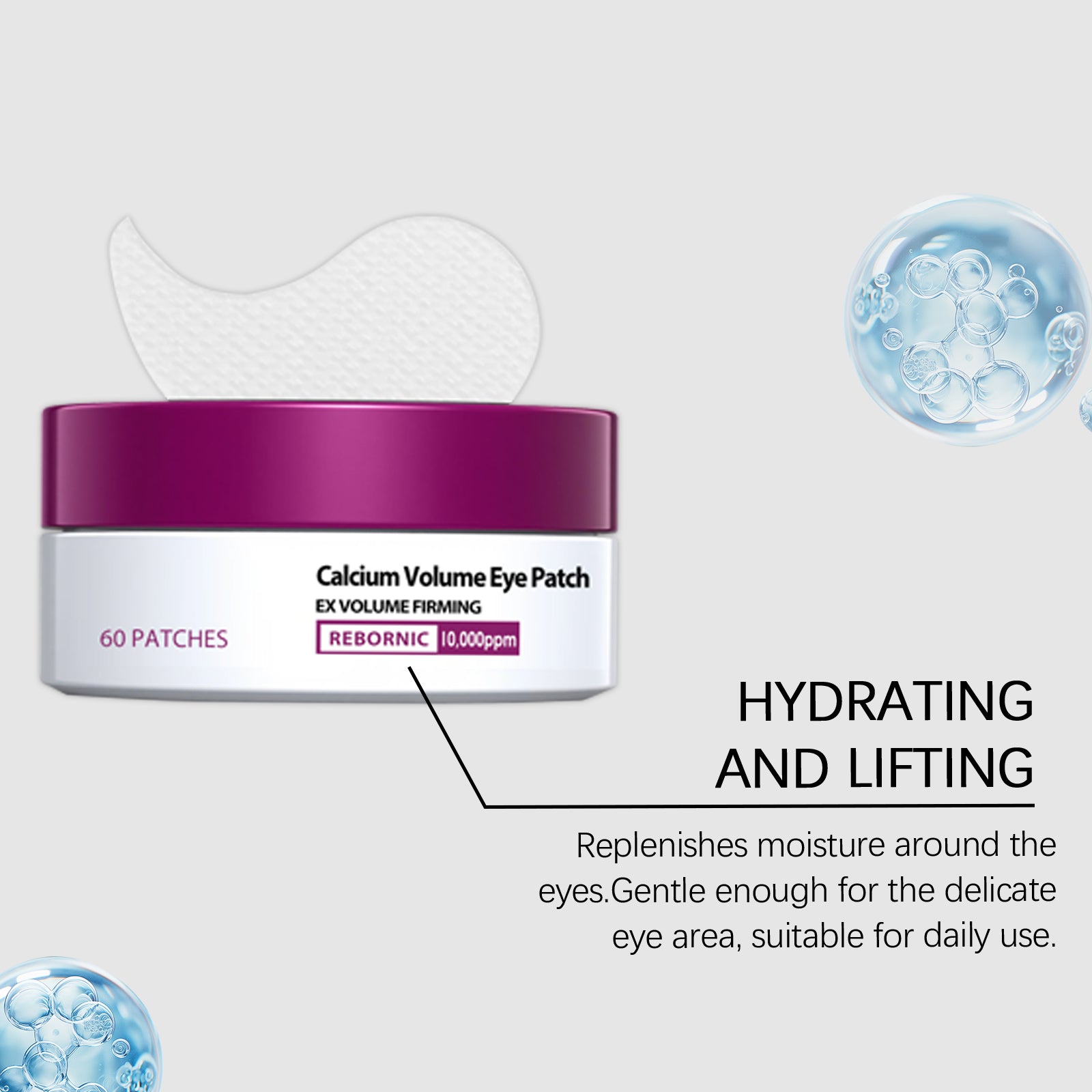 Calcium Volume Eye Patch with Rebornic 10,000ppm & Hydrolyzed Elastin 60 Patches