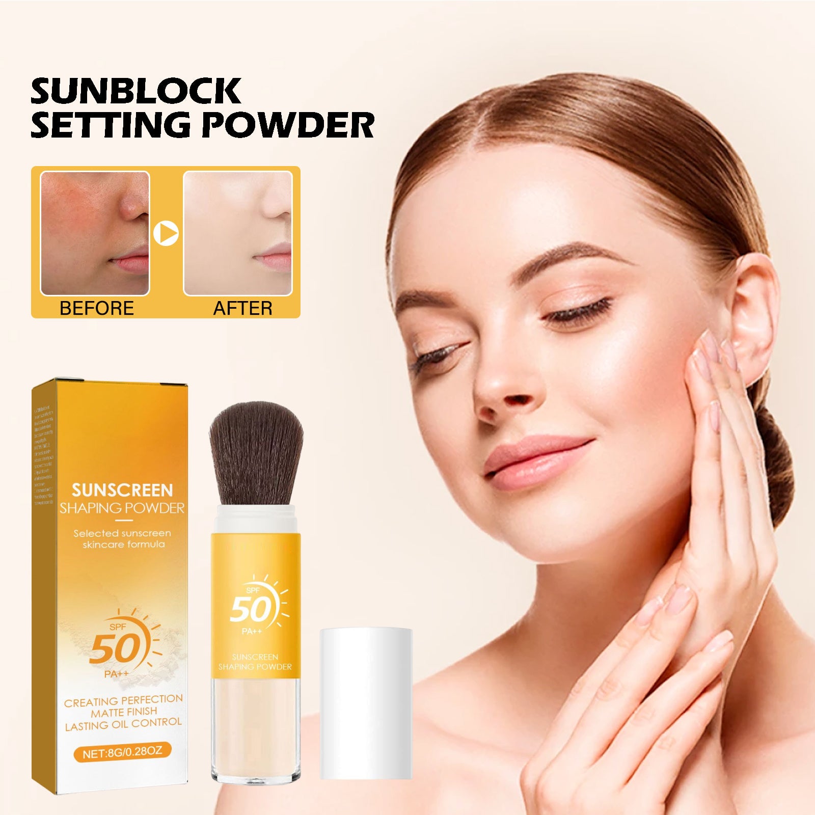 SPF 50 PA++ No-Sebum Sunscreen Shaping Powder Matte Oil Control 8g