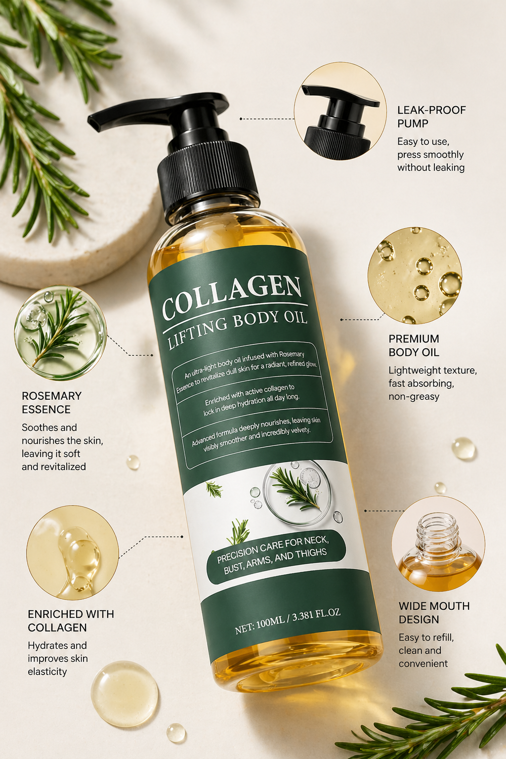 Collagen Body Oil | Hydrating & Smoothing Body Oil for Dry Skin & Radiant Glow