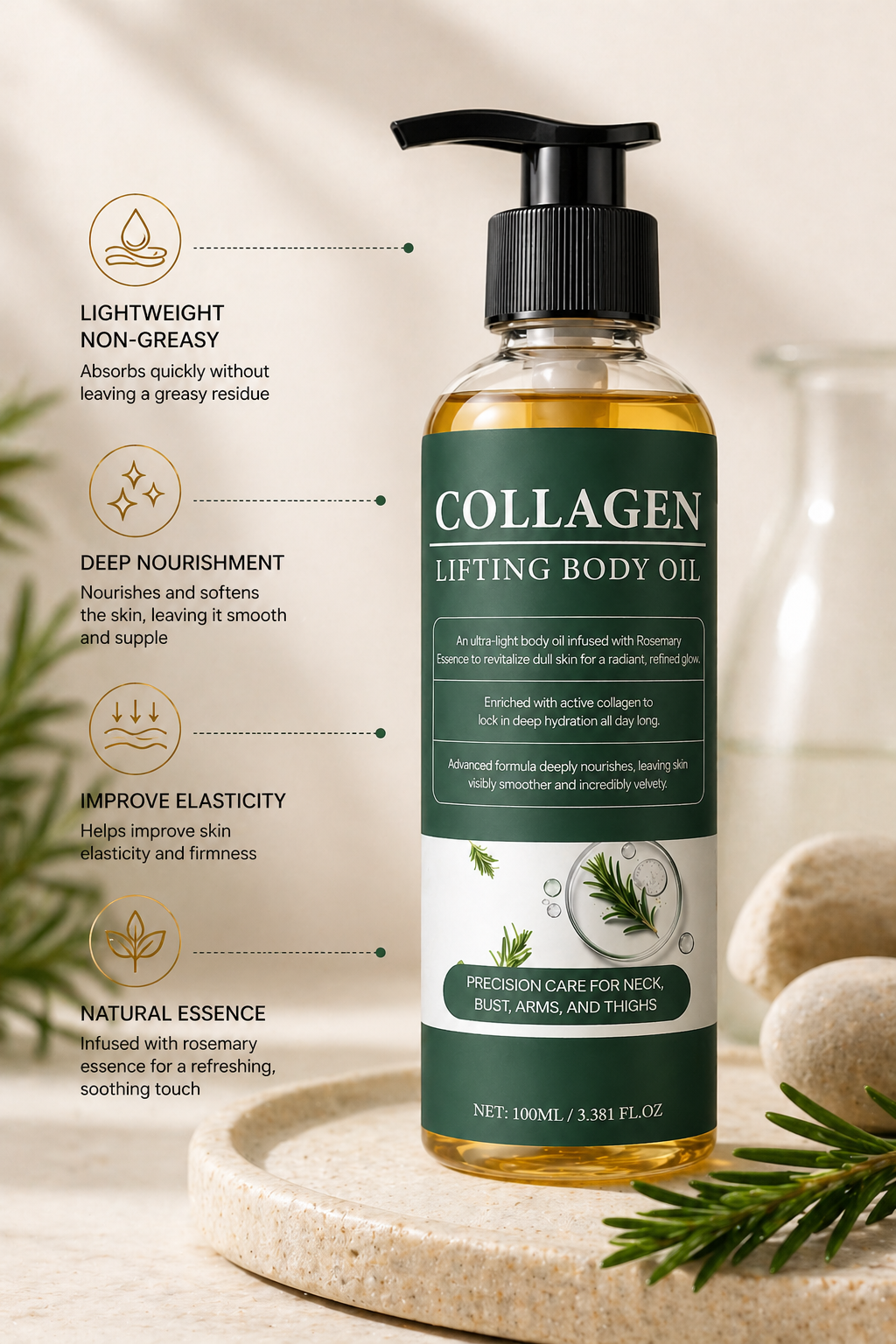 Collagen Body Oil | Hydrating & Smoothing Body Oil for Dry Skin & Radiant Glow