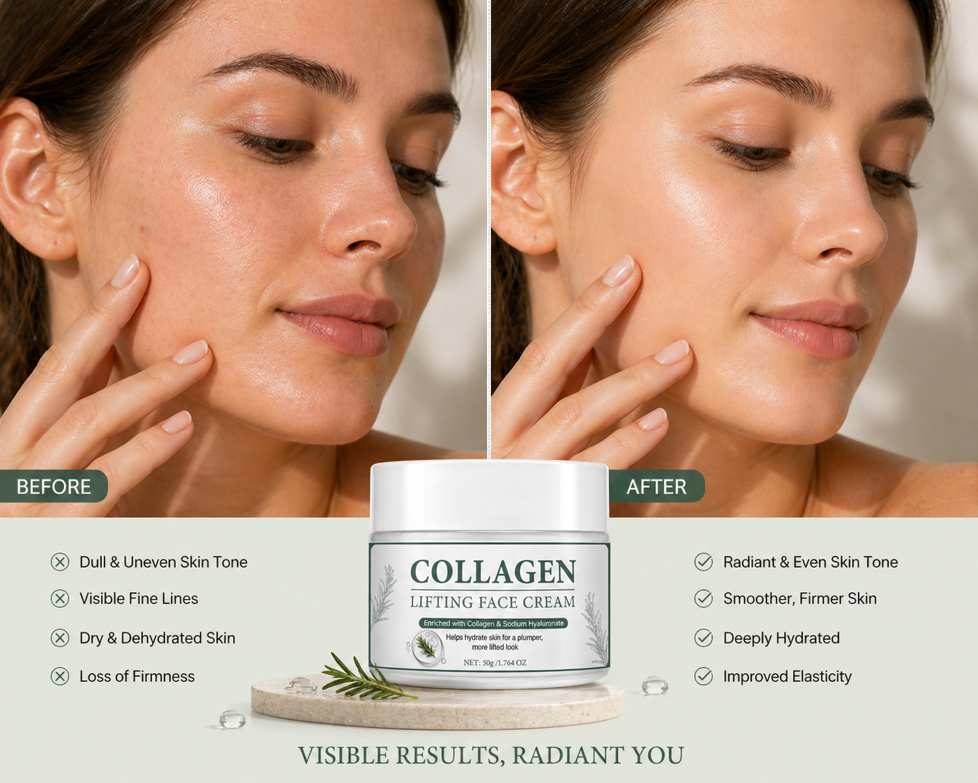 Collagen Face Cream | Hydrating & Smoothing Moisturizer for Firm-Looking Skin