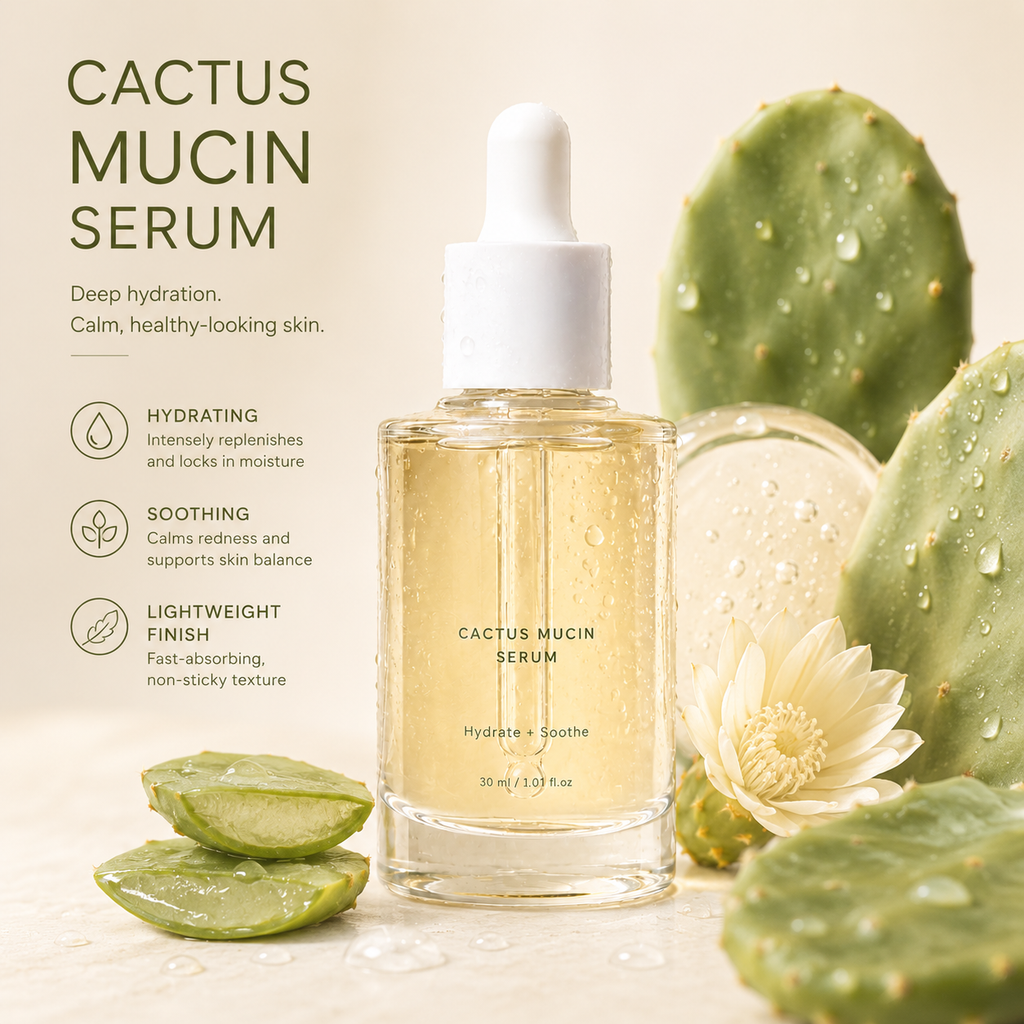 Custom Cactus Mucin Hydrating Serum – Private Label Face Serum 30ml