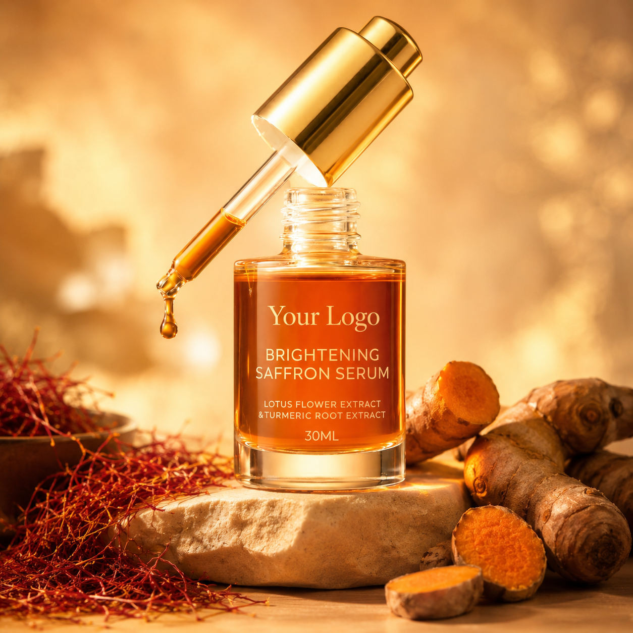 Custom Saffron Brightening Serum with Lotus & Turmeric 30ML