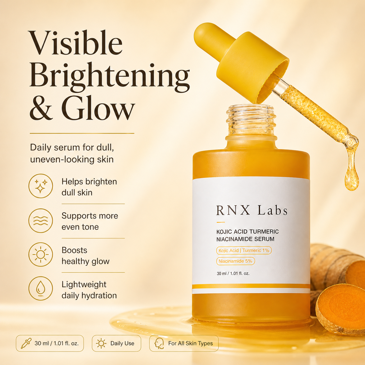 Kojic Acid Turmeric Niacinamide Serum – 30ml