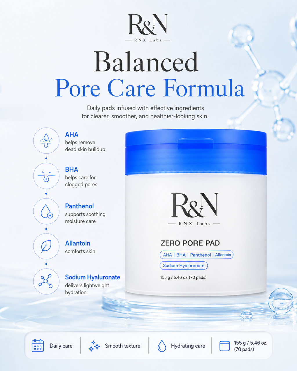 Custom AHA BHA Pore Care Face Pads 70 Pads
