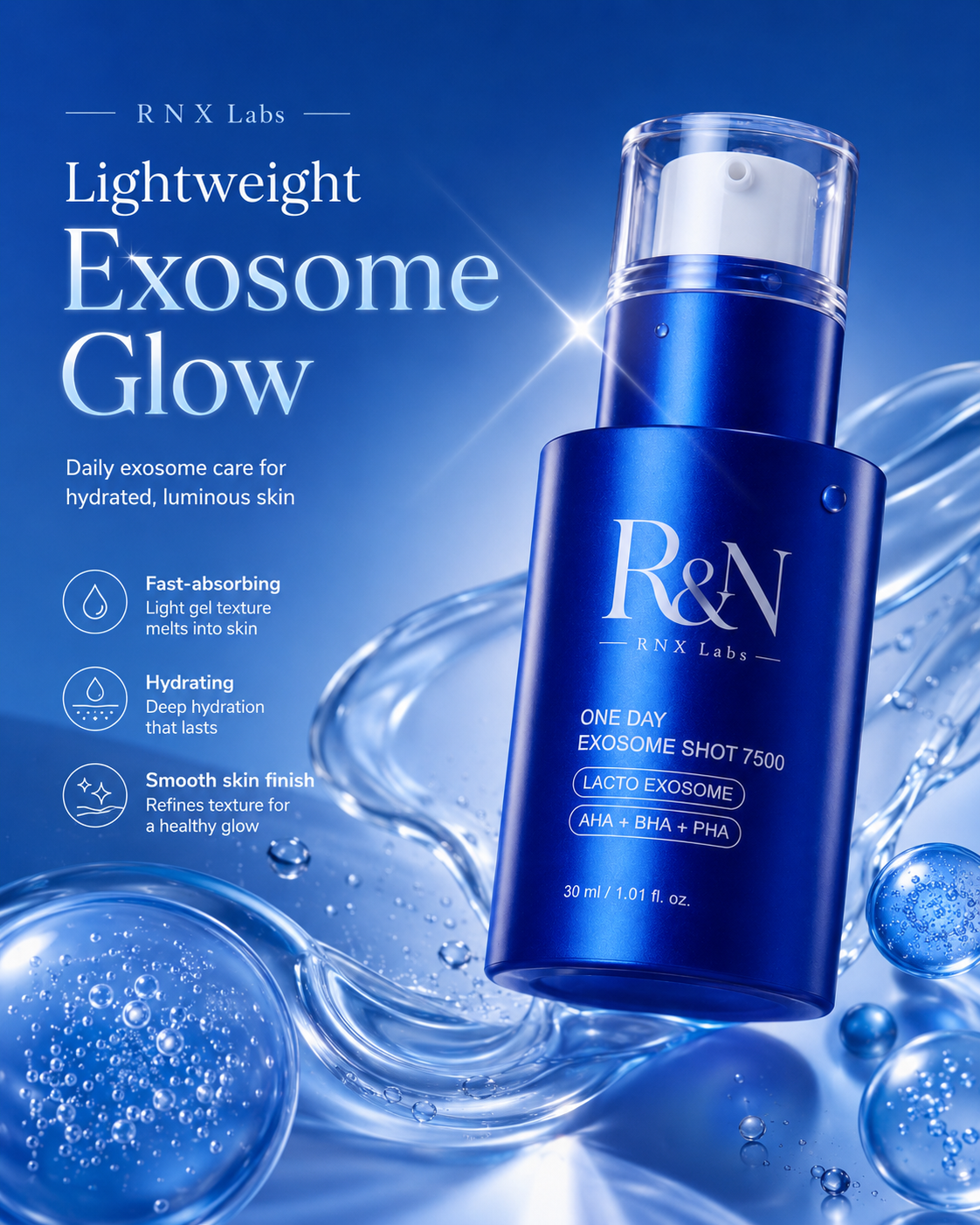 ONE DAY EXOSOME SHOT 7500 | RNX Labs High-Potency Lacto Exosome Serum 30ml