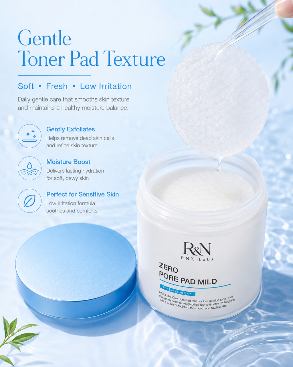 R&N Zero Pore Pad Mild | Low-Irritation Toner Pad for Sensitive Skin