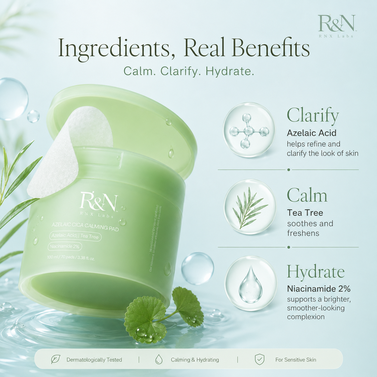 Azelaic Cica Calming Pad – Niacinamide & Tea Tree Soothing Pads