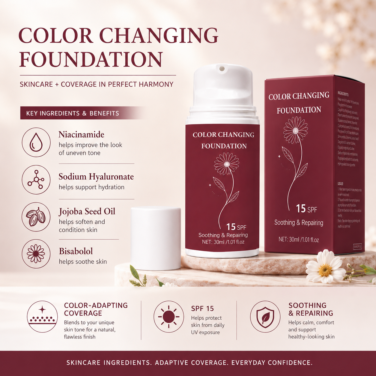 Color-Changing Foundation SPF 15 Soft-Focus Base 30ml