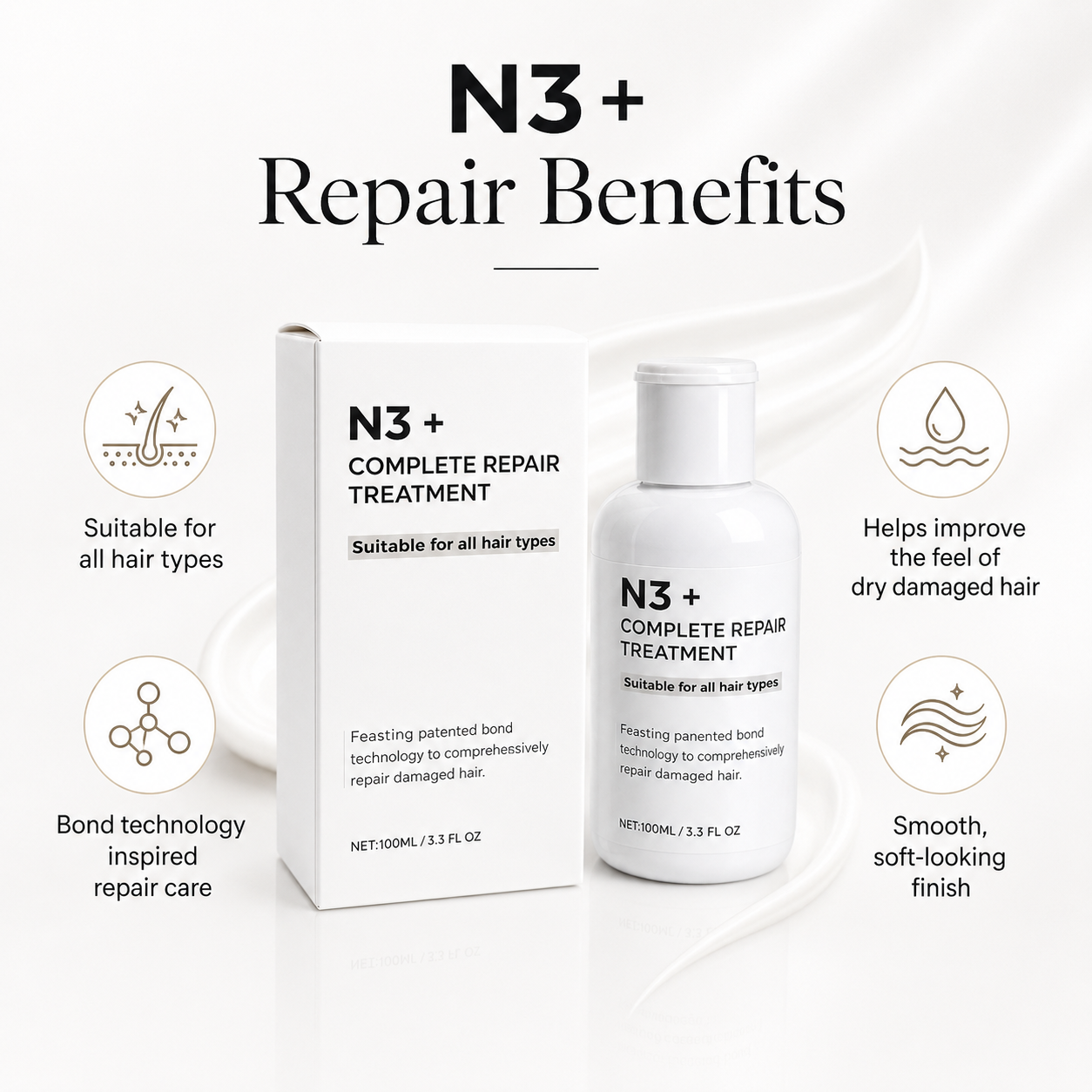 N3+ Complete Repair Hair Treatment for All Hair Types 100ml