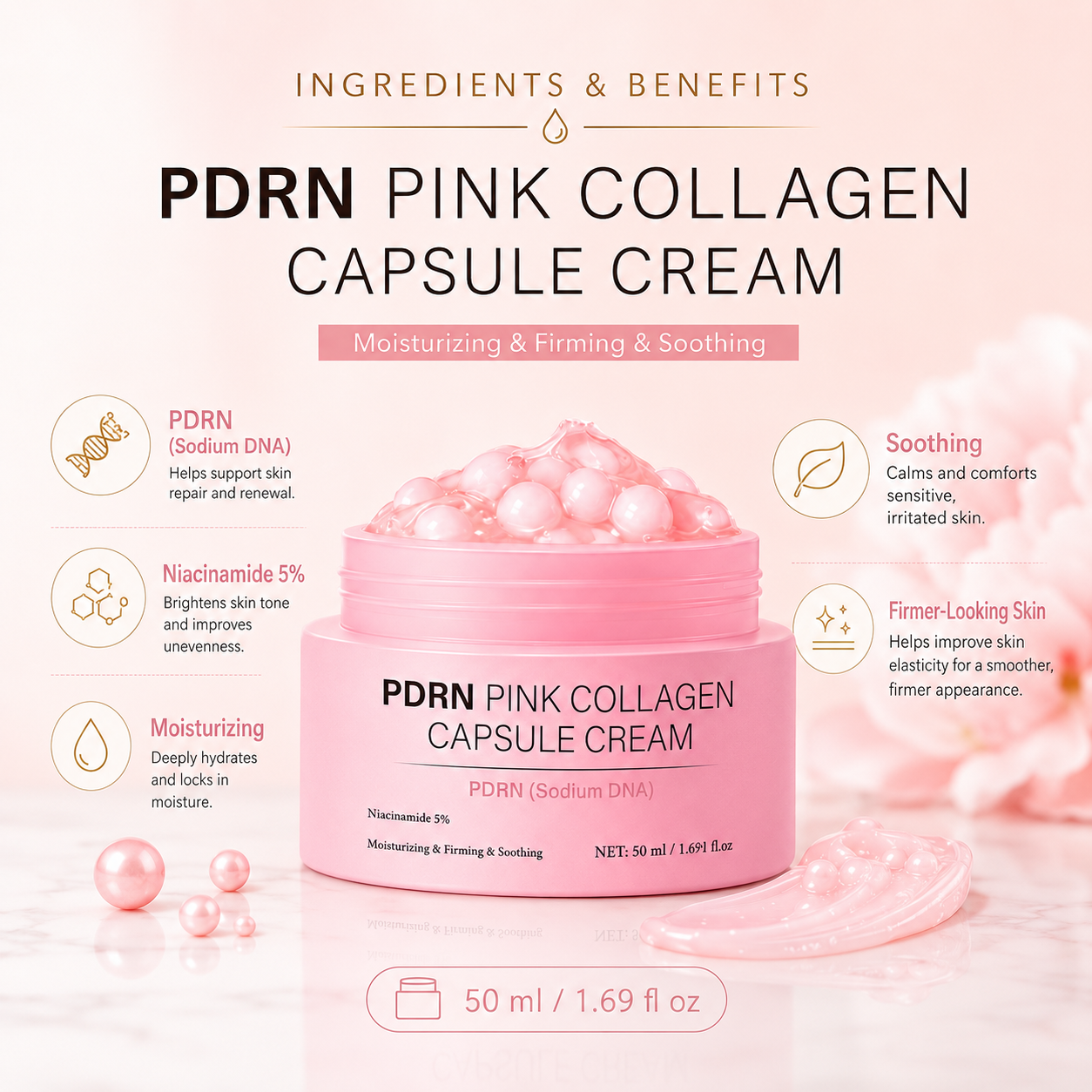 PDRN Pink Collagen Capsule Cream with Niacinamide 5% 50ml