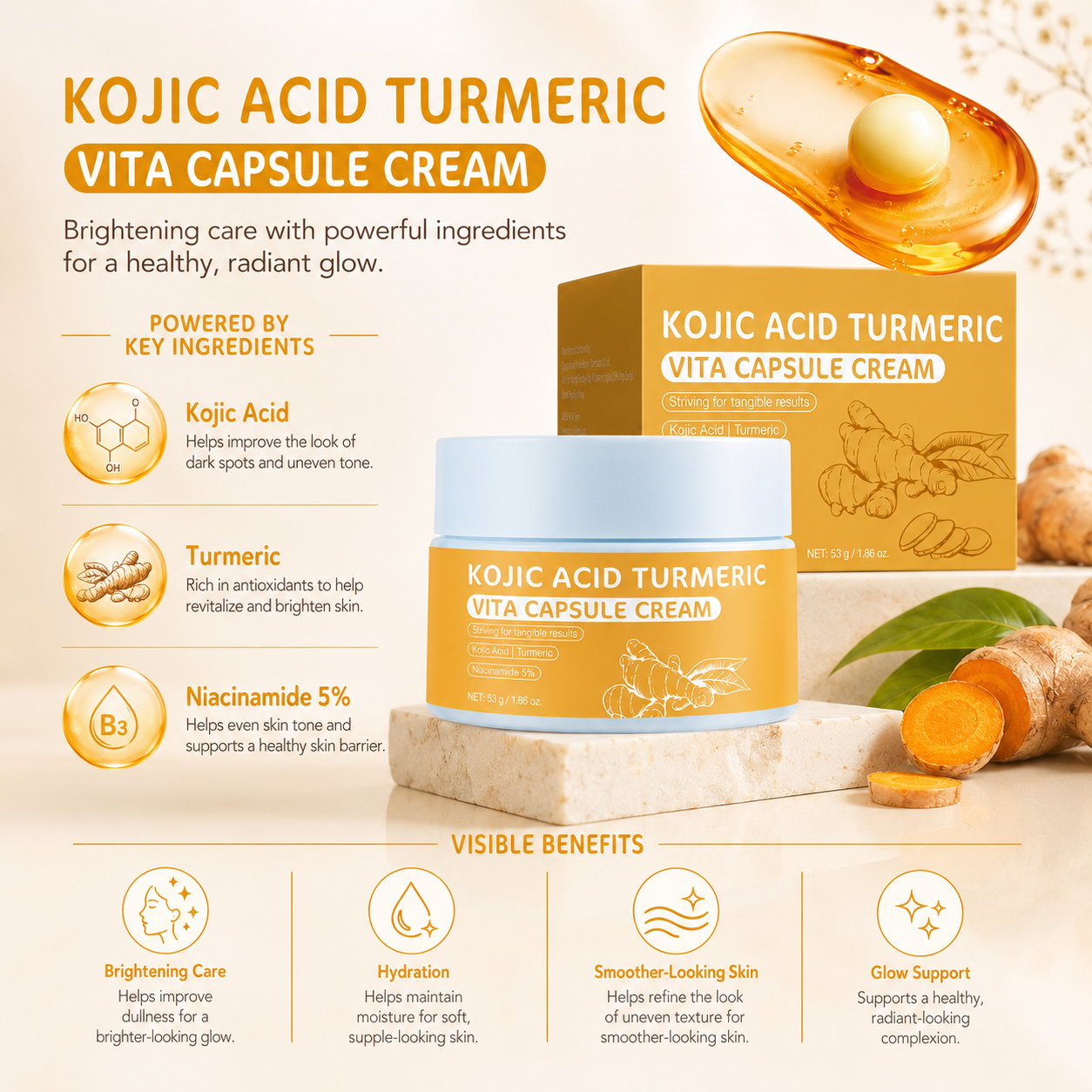 Kojic Acid Turmeric Vita Capsule Cream with Niacinamide 5% 53g