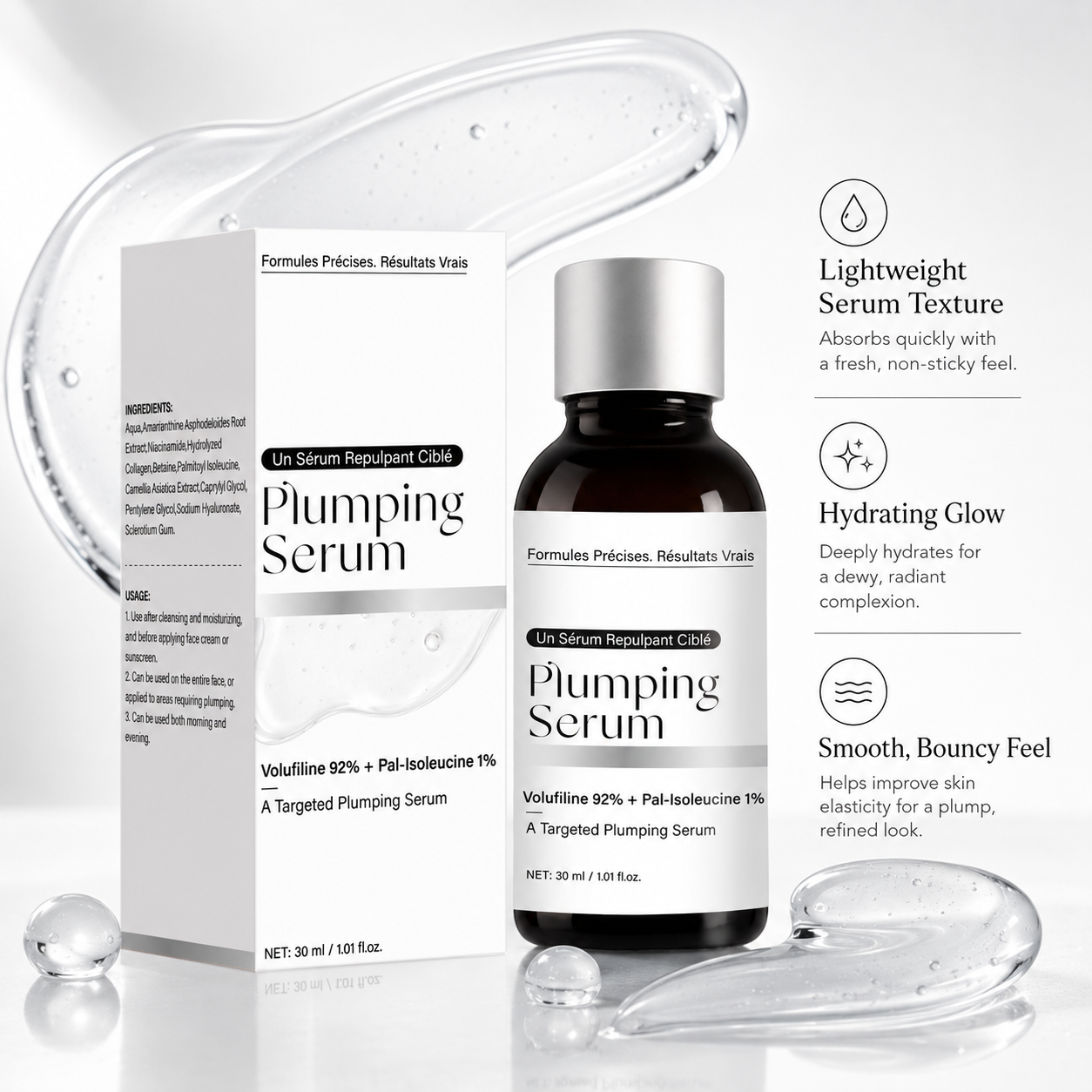 Volufiline 92% + Pal-Isoleucine 1% Plumping Face Serum 30ML
