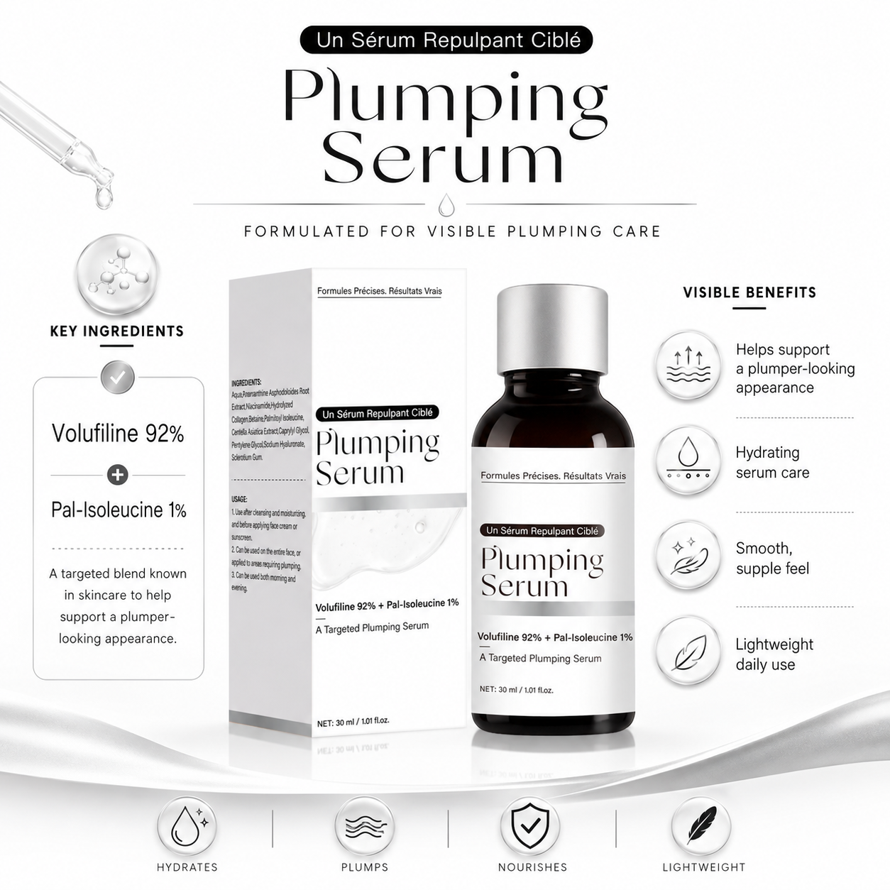 Volufiline 92% + Pal-Isoleucine 1% Plumping Face Serum 30ML