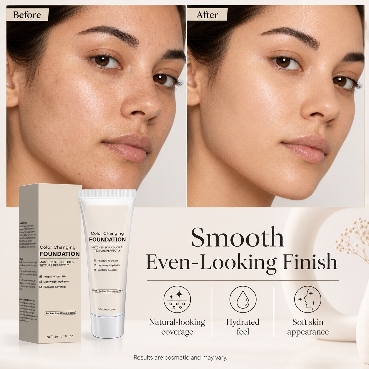 Color Changing Foundation for Medium Complexions 30ml