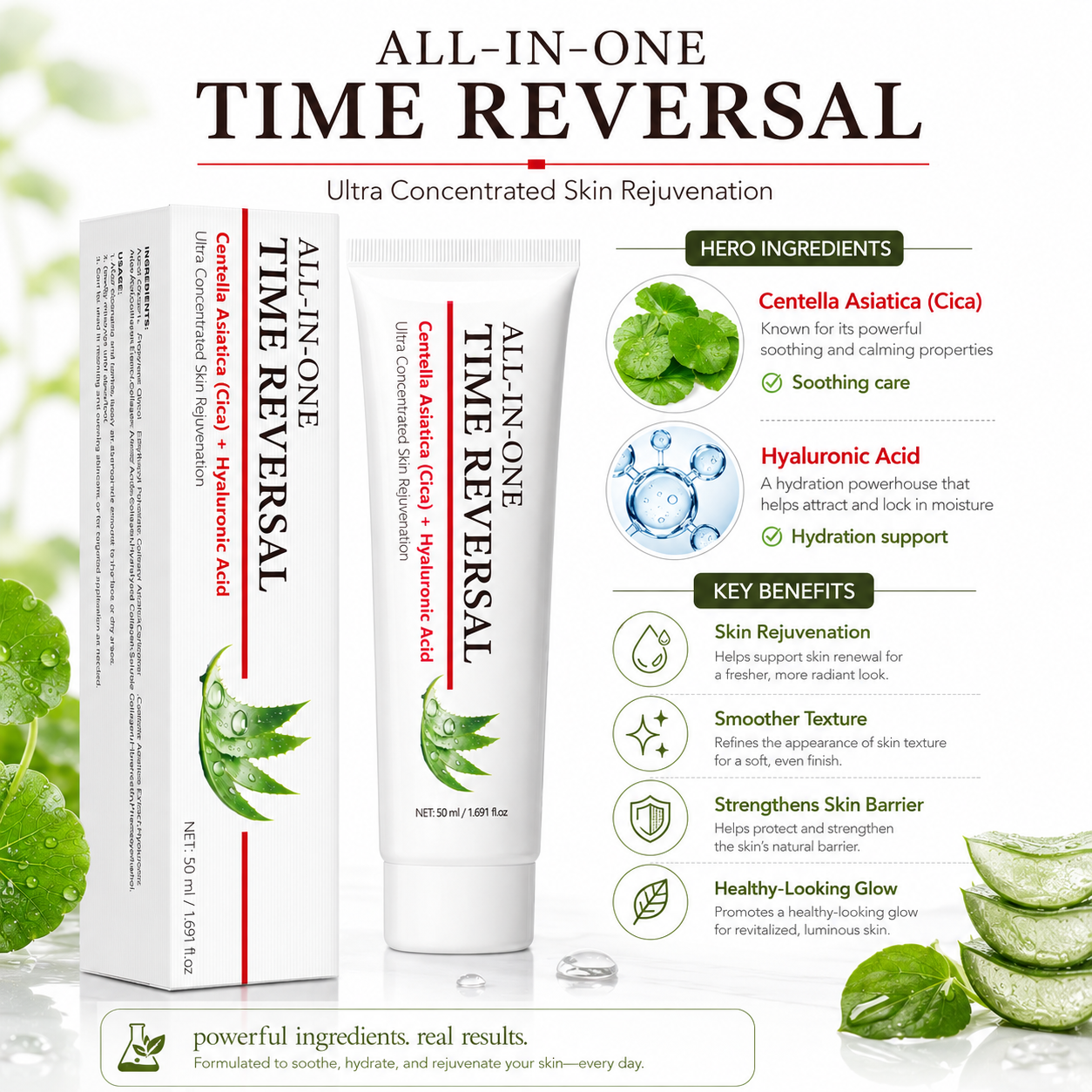 Cica + Hyaluronic Acid All-in-One Time Reversal Cream 50ml