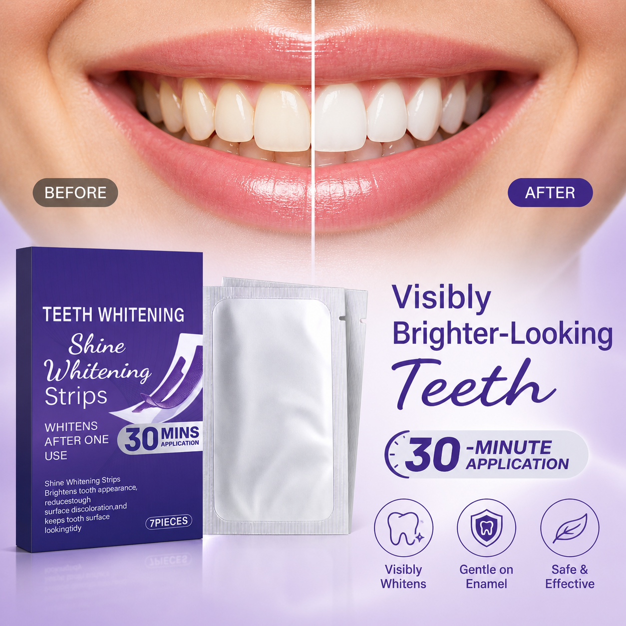 Shine Teeth Whitening Strips 7 Pieces 30-Minute Application