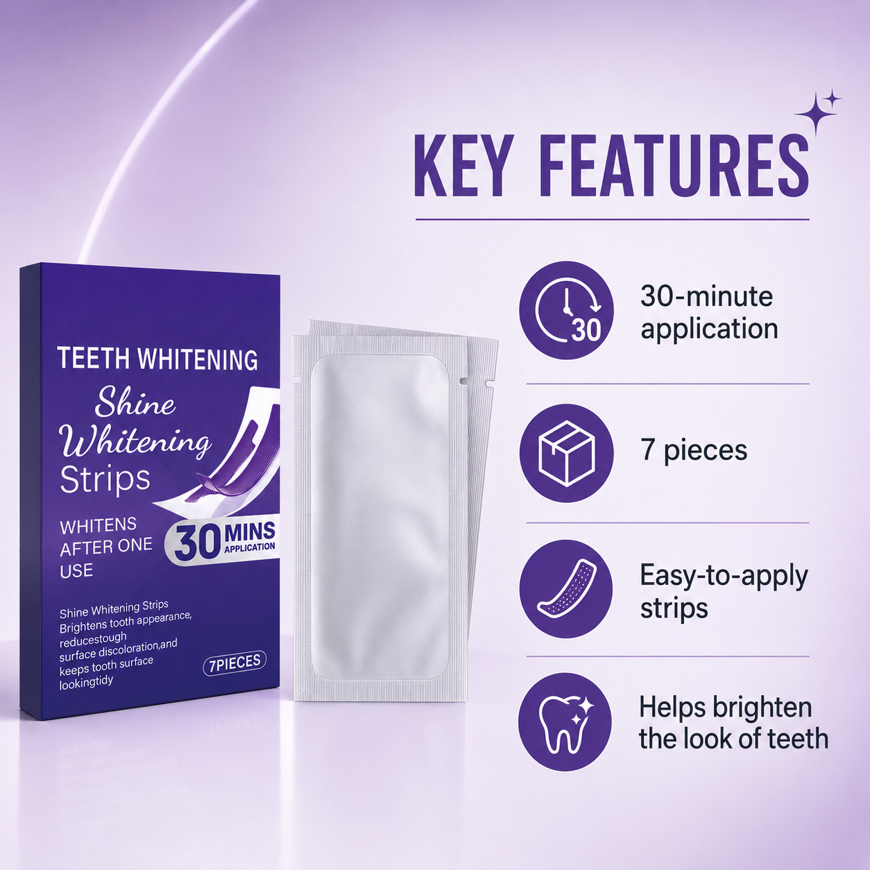 Shine Teeth Whitening Strips 7 Pieces 30-Minute Application