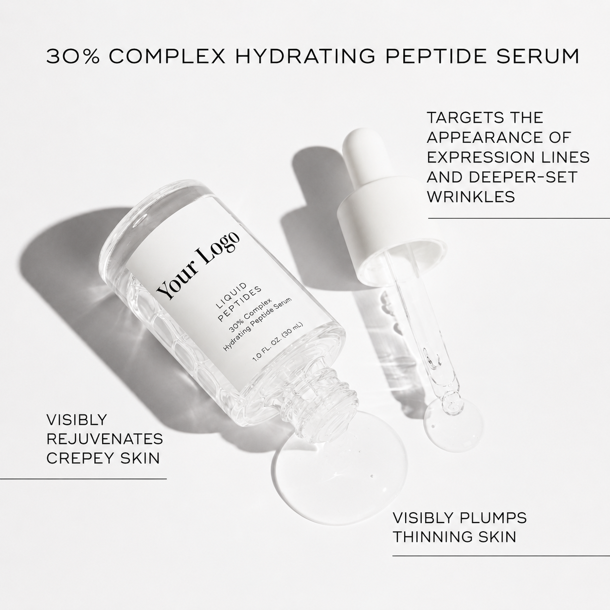 Private label peptide face serum with clean white packaging by RNX Labs