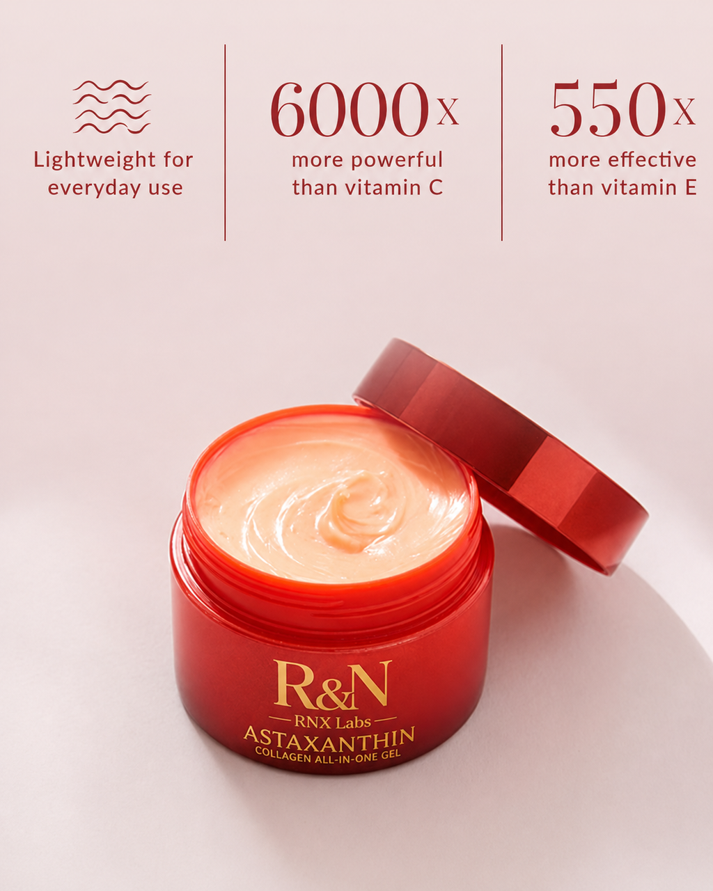 Red jar astaxanthin collagen face gel cream for OEM ODM skincare development