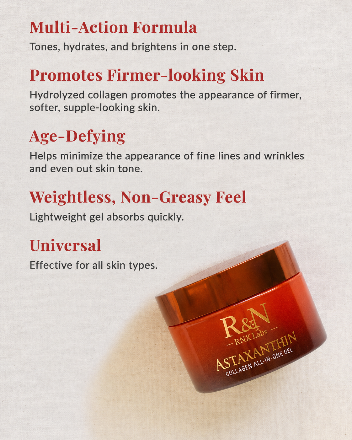 RNX Labs custom gel cream moisturizer with antioxidant-inspired skincare positioning