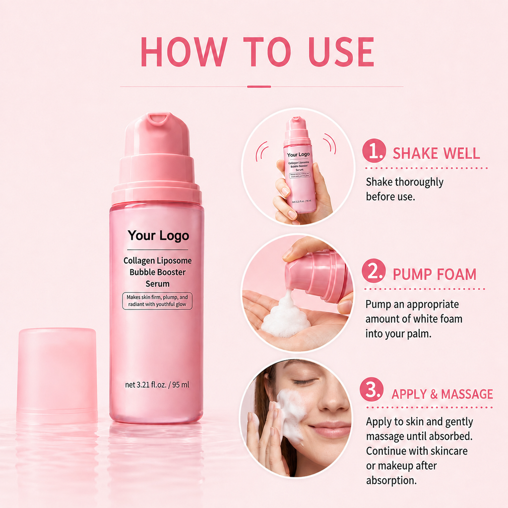 How to use custom collagen bubble booster serum as a leave-on skin-prep step