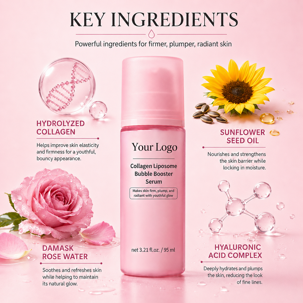 Hydrolyzed collagen, hyaluronic acid, sunflower seed oil and Damask rose water serum directions