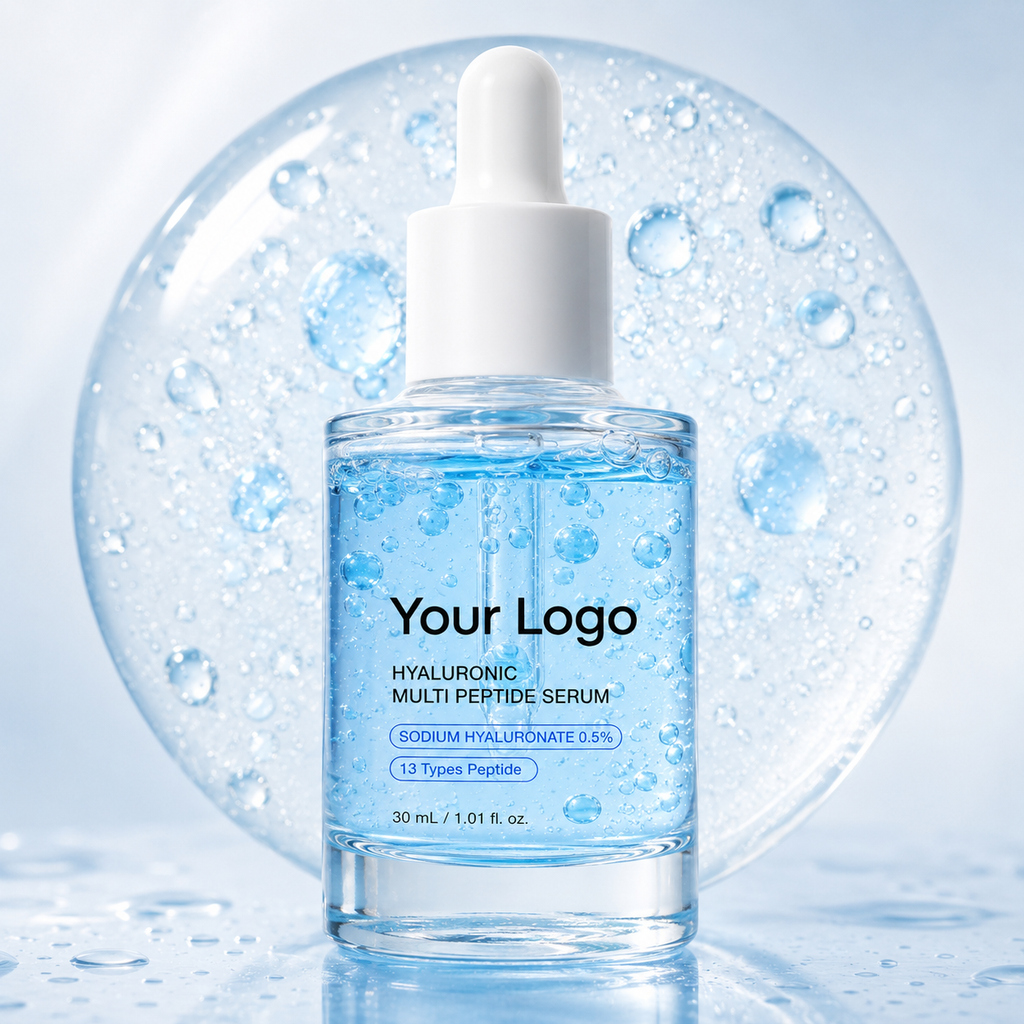Custom Hyaluronic Multi-Peptide PDRN serum 30ml packaging concept for skincare brands