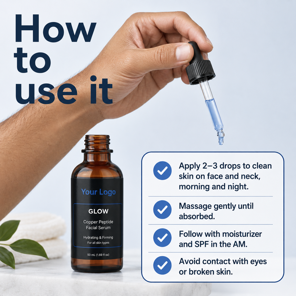 Lightweight blue GHK-Cu serum texture for OEM ODM skincare development