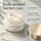 Ceramide NP AP EOP with cholesterol fatty acids ectoin and panthenol cream concept