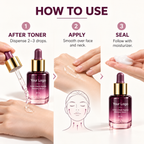 Three-step directions for applying the custom ectoin and peptide serum
