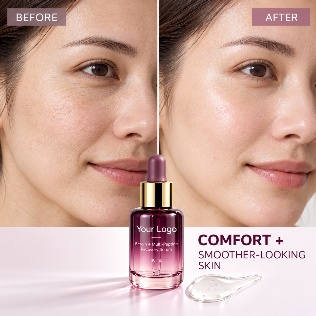 Before and after visual showing the comfort and smoother-looking-skin goal