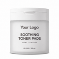 Your Logo soothing toner pads in a frosted white flip-top jar, 80 pads and 180 mL